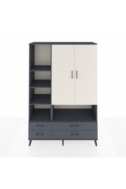 Hyperion Dolap 8 Raflı 4 Çekmeceli 2 Kapaklı 132x44x195 Antrasit-Aytaşı/Antrasit