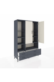 Hyperion Dolap 8 Raflı 4 Çekmeceli 2 Kapaklı 132x44x195 Antrasit-Aytaşı/Antrasit