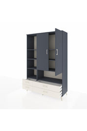 Hyperion Dolap 8 Raflı 4 Çekmeceli 2 Kapaklı 132x44x195 Antrasit-Antrasit/Aytaşı