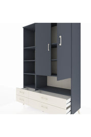 Hyperion Dolap 8 Raflı 4 Çekmeceli 2 Kapaklı 132x44x195 Antrasit-Antrasit/Aytaşı