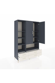 Hyperion Dolap 8 Raflı 4 Çekmeceli 2 Kapaklı 132x44x195 Antrasit-Antrasit/Aytaşı