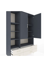 Hyperion Dolap 8 Raflı 4 Çekmeceli 2 Kapaklı 132x44x195 Antrasit-Antrasit/Aytaşı