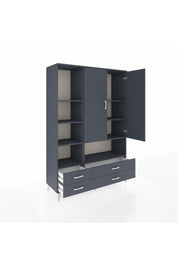 Hyperion Dolap 8 Raflı 4 Çekmeceli 2 Kapaklı 132x44x195 Antrasit-Antrasit/Antrasit