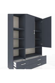 Hyperion Dolap 8 Raflı 4 Çekmeceli 2 Kapaklı 132x44x195 Antrasit-Antrasit/Antrasit