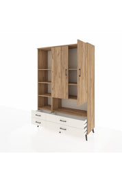 Hyperion Dolap 8 Raflı 4 Çekmeceli 2 Kapaklı 132x44x195 Çam-Çam/Aytaşı
