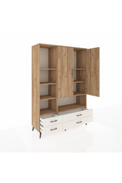 Hyperion Dolap 8 Raflı 4 Çekmeceli 2 Kapaklı 132x44x195 Çam-Çam/Aytaşı