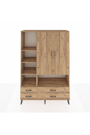 Hyperion Dolap 8 Raflı 4 Çekmeceli 2 Kapaklı 132x44x195 Çam-Çam/Çam