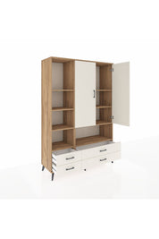 Hyperion Dolap 8 Raflı 4 Çekmeceli 2 Kapaklı 132x44x195 Çam-Aytaşı/Aytaşı
