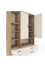 Hyperion Dolap 8 Raflı 4 Çekmeceli 2 Kapaklı 132x44x195 Çam-Aytaşı/Aytaşı
