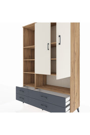 Hyperion Dolap 8 Raflı 4 Çekmeceli 2 Kapaklı 132x44x195 Çam-Aytaşı/Antrasit