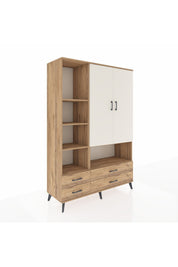 Hyperion Dolap 8 Raflı 4 Çekmeceli 2 Kapaklı 132x44x195 Çam-Aytaşı/Çam