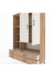 Hyperion Dolap 8 Raflı 4 Çekmeceli 2 Kapaklı 132x44x195 Çam-Aytaşı/Çam