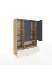 Hyperion Dolap 8 Raflı 4 Çekmeceli 2 Kapaklı 132x44x195 Çam-Antrasit/Aytaşı