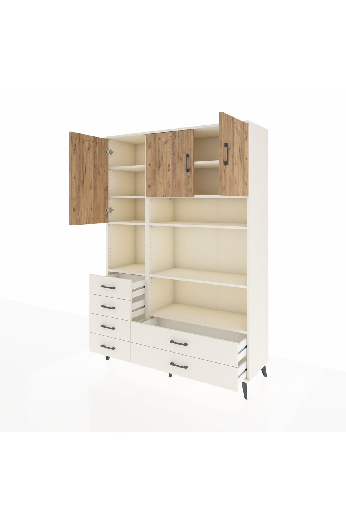 Hyperion Dolap 9 Raflı 6 Çekmeceli 3 Kapaklı 132x44x195 Aytaşı-Çam/Aytaşı