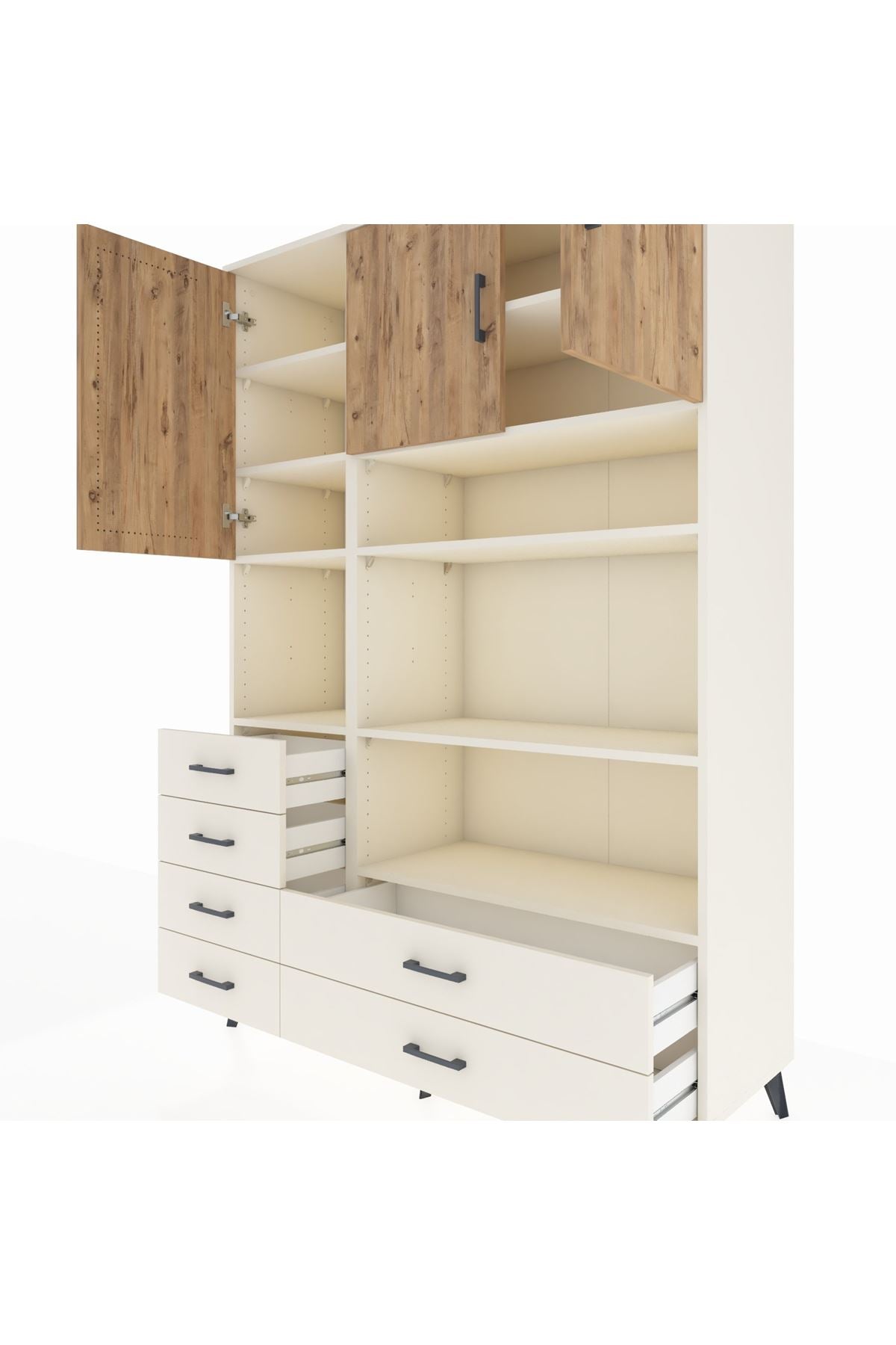 Hyperion Dolap 9 Raflı 6 Çekmeceli 3 Kapaklı 132x44x195 Aytaşı-Çam/Aytaşı