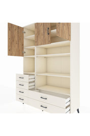 Hyperion Dolap 9 Raflı 6 Çekmeceli 3 Kapaklı 132x44x195 Aytaşı-Çam/Aytaşı