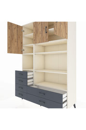 Hyperion Dolap 9 Raflı 6 Çekmeceli 3 Kapaklı 132x44x195 Aytaşı-Çam/Antrasit