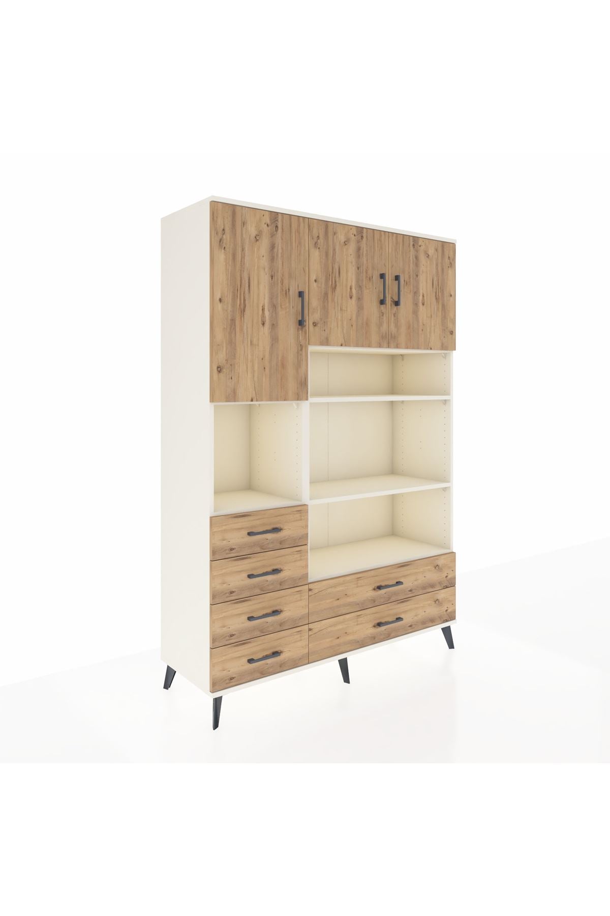 Hyperion Dolap 9 Raflı 6 Çekmeceli 3 Kapaklı 132x44x195 Aytaşı-Çam/Çam