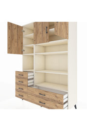 Hyperion Dolap 9 Raflı 6 Çekmeceli 3 Kapaklı 132x44x195 Aytaşı-Çam/Çam