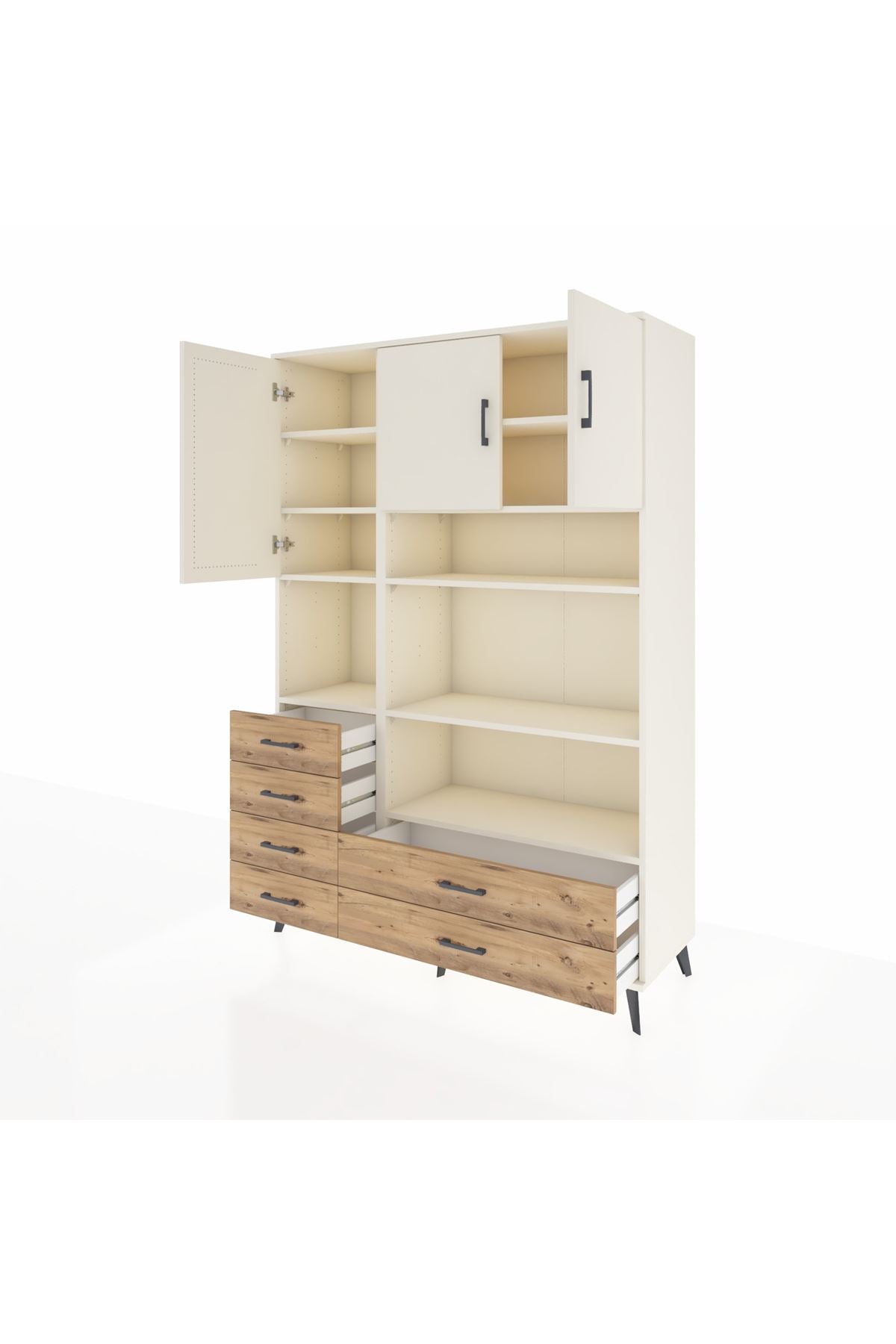 Hyperion Dolap 9 Raflı 6 Çekmeceli 3 Kapaklı 132x44x195 Aytaşı-Aytaşı/Çam