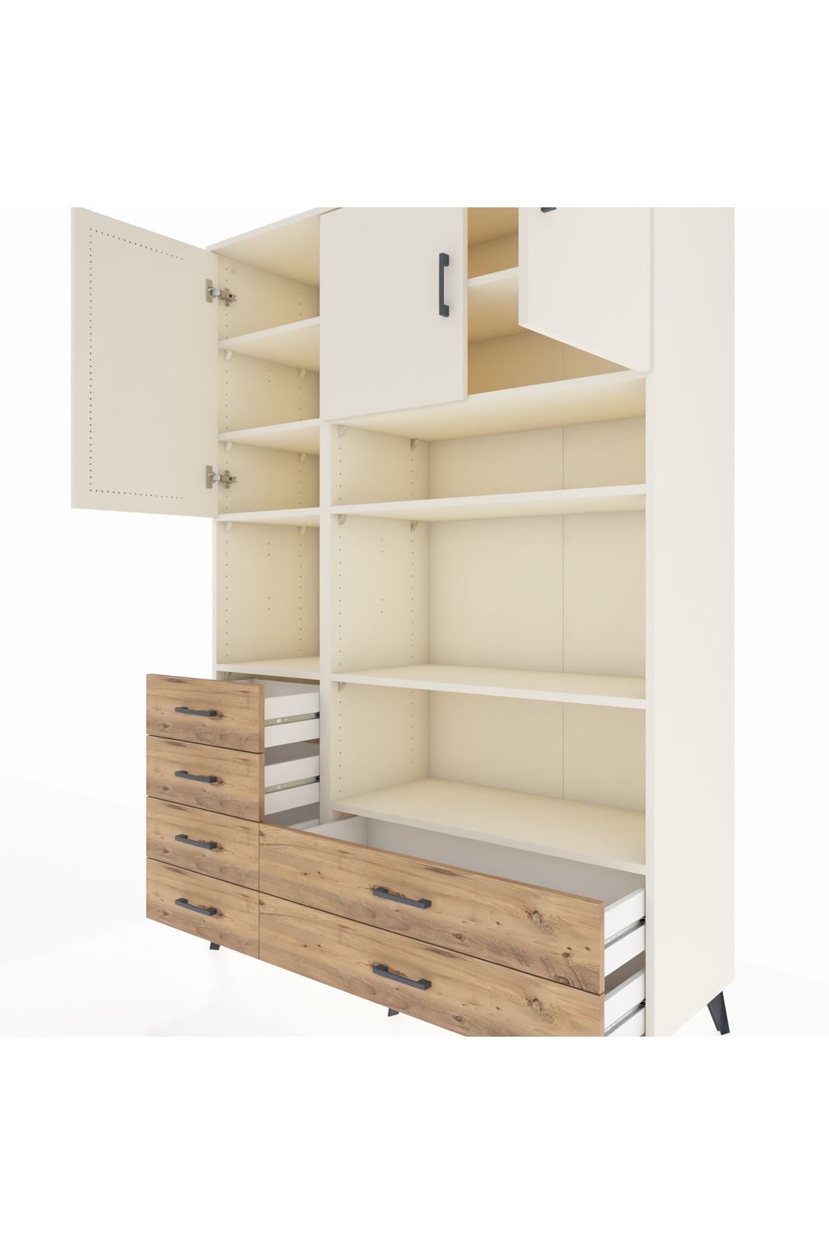 Hyperion Dolap 9 Raflı 6 Çekmeceli 3 Kapaklı 132x44x195 Aytaşı-Aytaşı/Çam