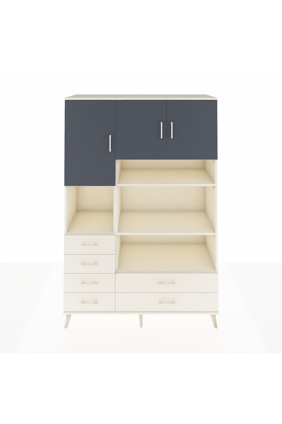 Hyperion Dolap 9 Raflı 6 Çekmeceli 3 Kapaklı 132x44x195 Aytaşı-Antrasit/Aytaşı