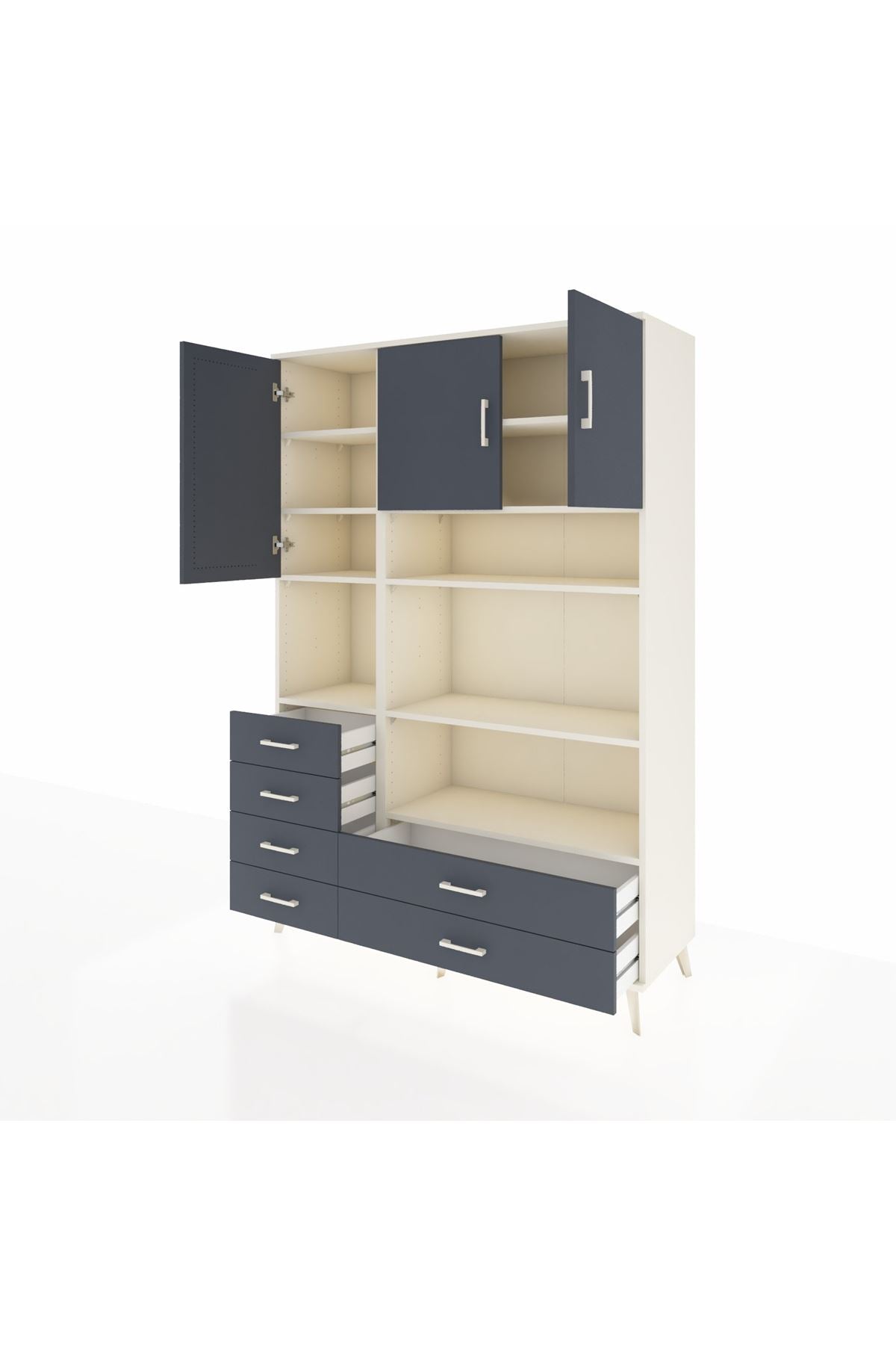 Hyperion Dolap 9 Raflı 6 Çekmeceli 3 Kapaklı 132x44x195 Aytaşı-Antrasit/Antrasit