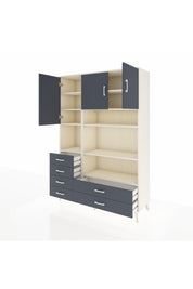 Hyperion Dolap 9 Raflı 6 Çekmeceli 3 Kapaklı 132x44x195 Aytaşı-Antrasit/Antrasit