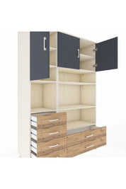 Hyperion Dolap 9 Raflı 6 Çekmeceli 3 Kapaklı 132x44x195 Aytaşı-Antrasit/Çam