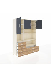 Hyperion Dolap 9 Raflı 6 Çekmeceli 3 Kapaklı 132x44x195 Aytaşı-Antrasit/Çam