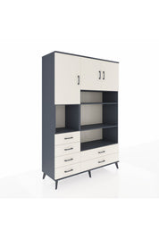 Hyperion Dolap 9 Raflı 6 Çekmeceli 3 Kapaklı 132x44x195 Antrasit-Aytaşı/Aytaşı