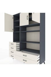 Hyperion Dolap 9 Raflı 6 Çekmeceli 3 Kapaklı 132x44x195 Antrasit-Aytaşı/Aytaşı