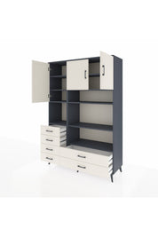 Hyperion Dolap 9 Raflı 6 Çekmeceli 3 Kapaklı 132x44x195 Antrasit-Aytaşı/Aytaşı