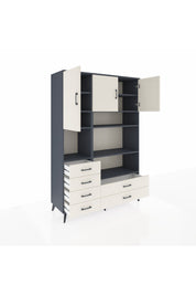 Hyperion Dolap 9 Raflı 6 Çekmeceli 3 Kapaklı 132x44x195 Antrasit-Aytaşı/Aytaşı