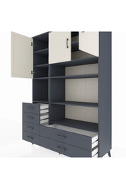 Hyperion Dolap 9 Raflı 6 Çekmeceli 3 Kapaklı 132x44x195 Antrasit-Aytaşı/Antrasit