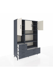 Hyperion Dolap 9 Raflı 6 Çekmeceli 3 Kapaklı 132x44x195 Antrasit-Aytaşı/Antrasit