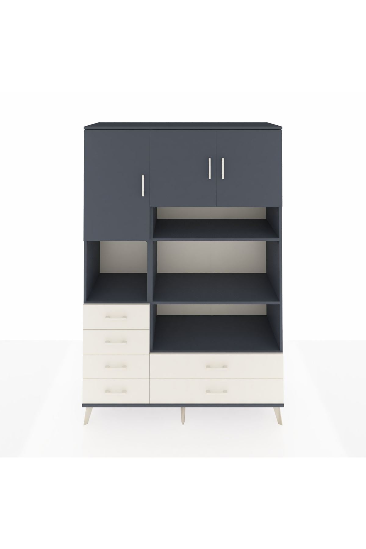 Hyperion Dolap 9 Raflı 6 Çekmeceli 3 Kapaklı 132x44x195 Antrasit-Antrasit/Aytaşı