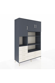 Hyperion Dolap 9 Raflı 6 Çekmeceli 3 Kapaklı 132x44x195 Antrasit-Antrasit/Aytaşı