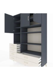 Hyperion Dolap 9 Raflı 6 Çekmeceli 3 Kapaklı 132x44x195 Antrasit-Antrasit/Aytaşı