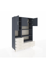 Hyperion Dolap 9 Raflı 6 Çekmeceli 3 Kapaklı 132x44x195 Antrasit-Antrasit/Aytaşı