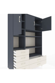 Hyperion Dolap 9 Raflı 6 Çekmeceli 3 Kapaklı 132x44x195 Antrasit-Antrasit/Aytaşı