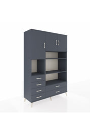 Hyperion Dolap 9 Raflı 6 Çekmeceli 3 Kapaklı 132x44x195 Antrasit-Antrasit/Antrasit