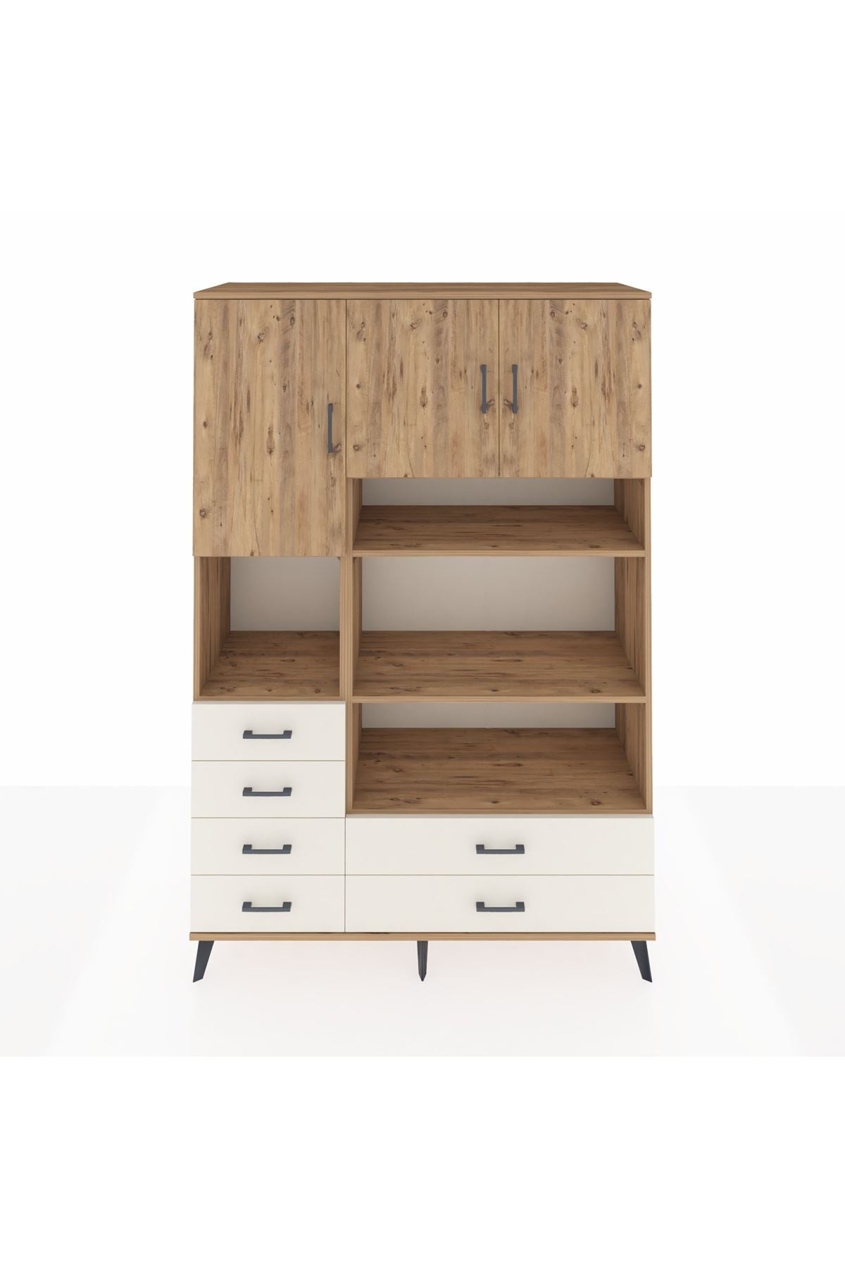 Hyperion Dolap 9 Raflı 6 Çekmeceli 3 Kapaklı 132x44x195 Çam-Çam/Aytaşı