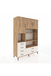 Hyperion Dolap 9 Raflı 6 Çekmeceli 3 Kapaklı 132x44x195 Çam-Çam/Aytaşı