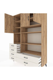Hyperion Dolap 9 Raflı 6 Çekmeceli 3 Kapaklı 132x44x195 Çam-Çam/Aytaşı