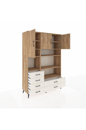 Hyperion Dolap 9 Raflı 6 Çekmeceli 3 Kapaklı 132x44x195 Çam-Çam/Aytaşı