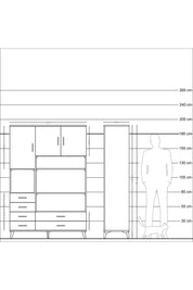 Hyperion Dolap 9 Raflı 6 Çekmeceli 3 Kapaklı 132x44x195 Çam-Çam/Antrasit