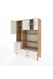 Hyperion Dolap 9 Raflı 6 Çekmeceli 3 Kapaklı 132x44x195 Çam-Aytaşı/Aytaşı