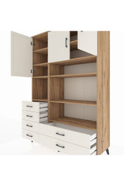 Hyperion Dolap 9 Raflı 6 Çekmeceli 3 Kapaklı 132x44x195 Çam-Aytaşı/Aytaşı