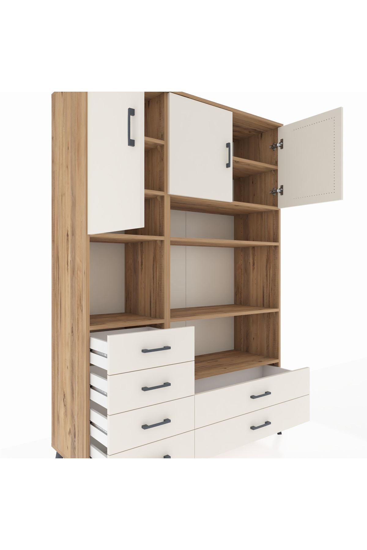 Hyperion Dolap 9 Raflı 6 Çekmeceli 3 Kapaklı 132x44x195 Çam-Aytaşı/Aytaşı